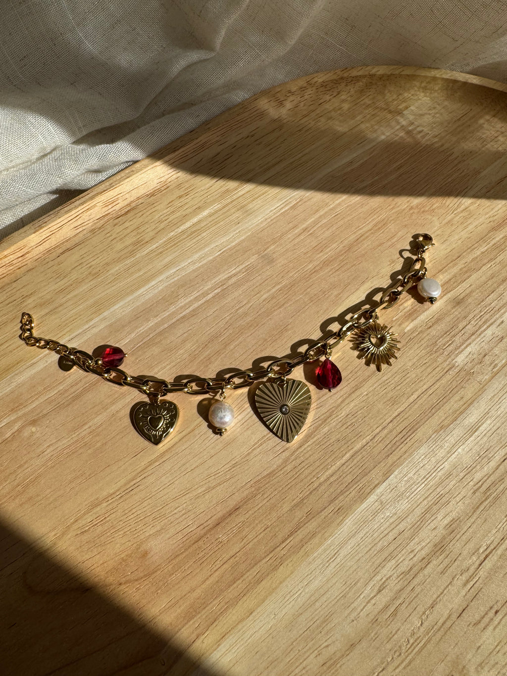 Bracelet LUNA - DORÉ - ROUGE