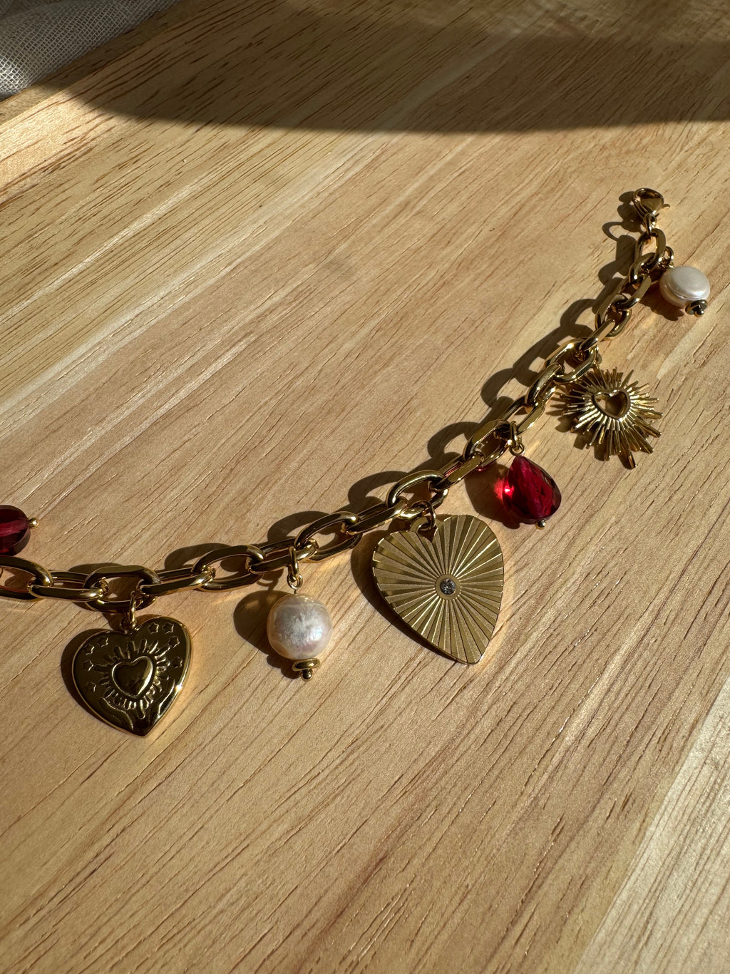 Bracelet LUNA - DORÉ - ROUGE